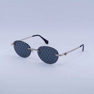 Palm Angels PERI10H CRYSTAL 7607 Sunglasses Gold Oval Frame, Dark Grey Lenses
